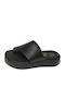 Leather Women's Flat Sandals Flatforms in Black Color