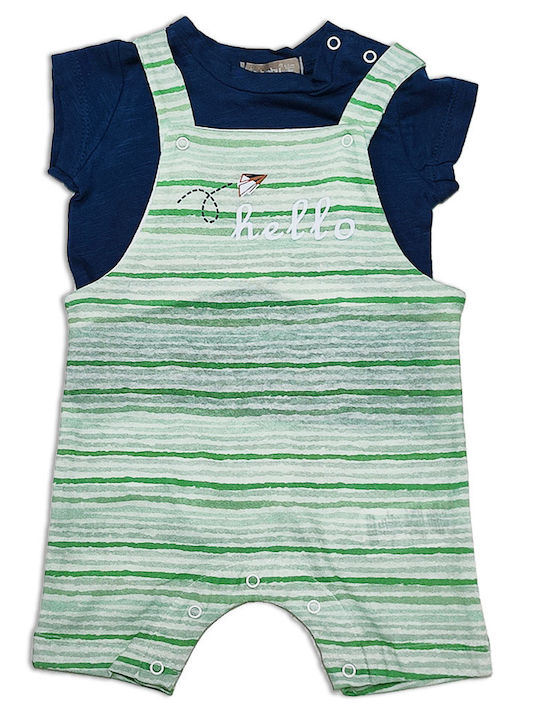 Striped green-blue baby jacket for boys (3-12 months)