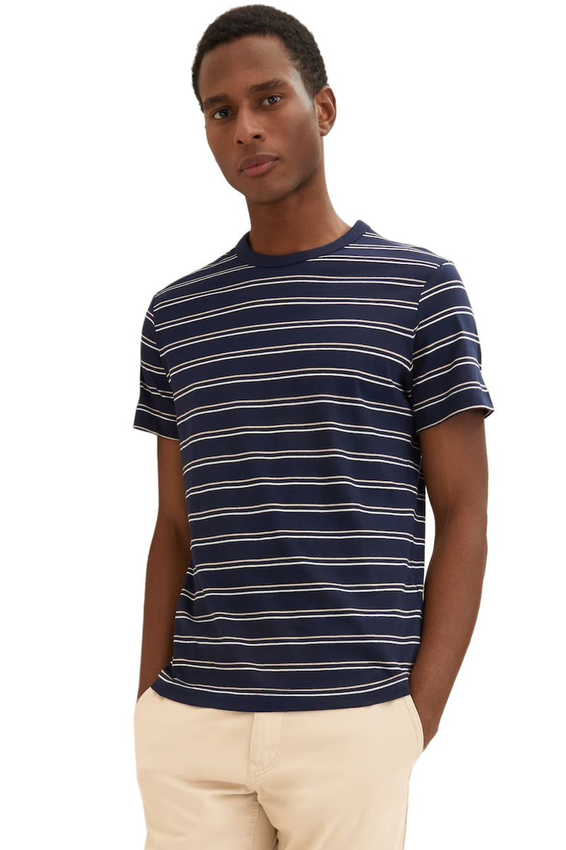 Tom Tailor Men\'s T-shirt Navy Stripe 1035539-29203