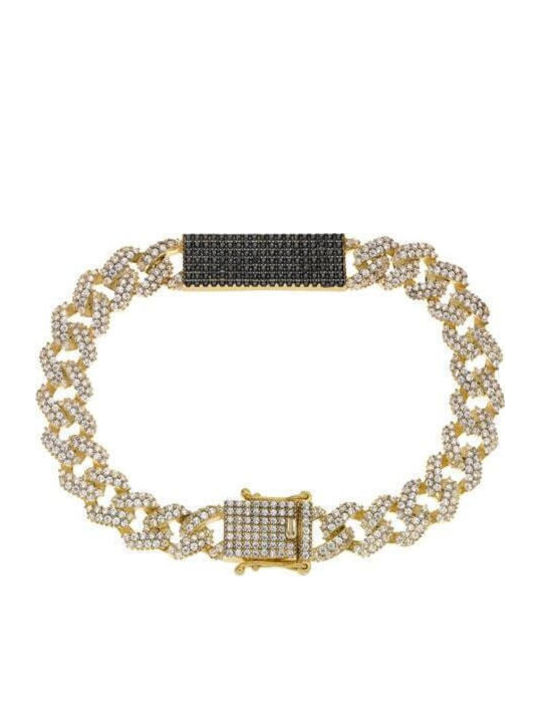 Breeze Women's Silver Identity Bracelet Gold Plated with Zircon 17.5cm