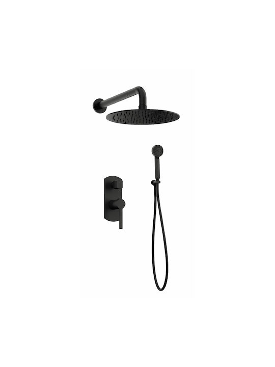 Orabella Built-In Showerhead Set with 2 Exits Black Matt