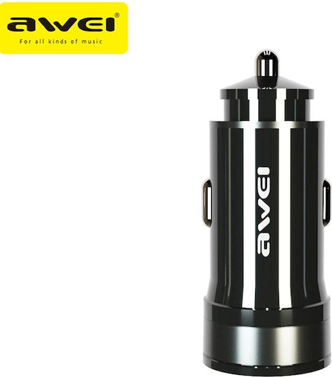 Awei C-830 Încărcător Auto 2.4A cu Porturi: 2xUSB Negru Culoare