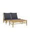 Set Outdoor Lounge Beige with Pillows 2pcs