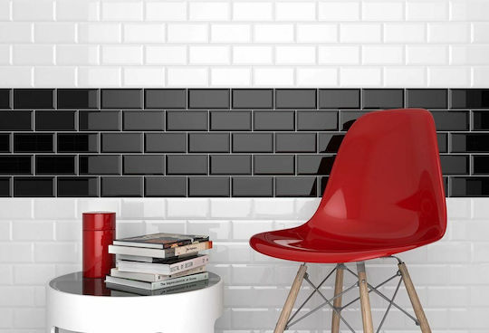 Brillo Biselado Metro Placă Perete Bucătărie / Baie Ceramic Lucios 20x10cm Blanco