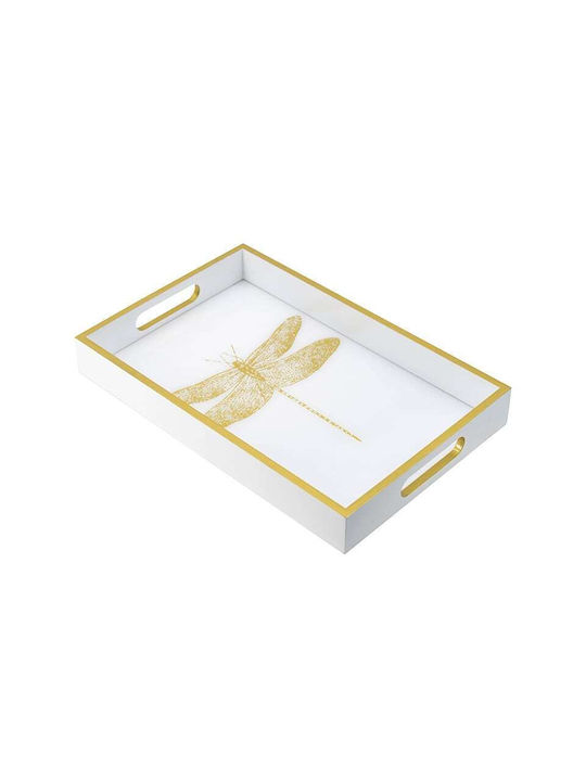 Artekko Shauvlap Wooden Rectangular Serving Tray with Handles in White Color 37x37x4.5cm 46953 1pcs