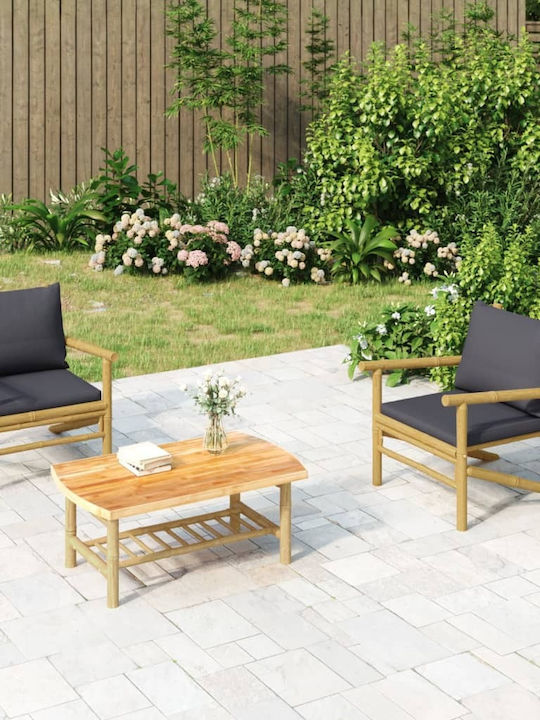 Outdoor-Sessel Bamboo Beige mit Kissen 2Stück 6...