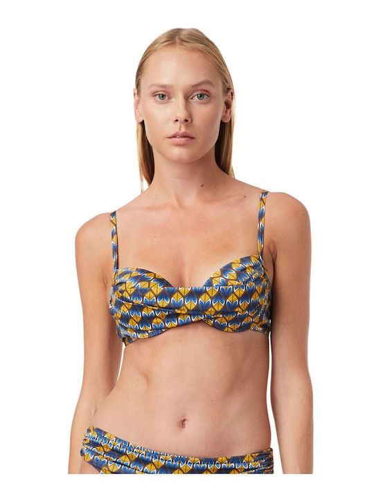 Minerva Padded Underwire Bikini Bra with Adjustable Straps Blue/Safran