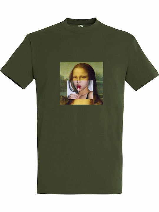 T-Shirt Damen/Unisex "Monalisa Lollipop", Armee