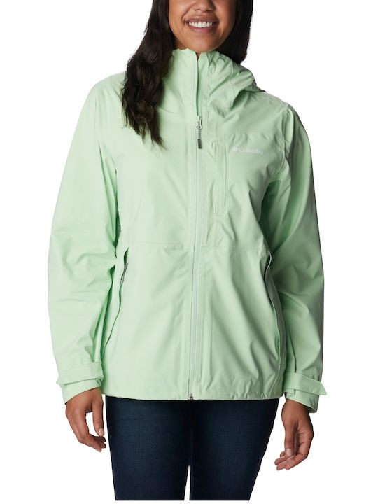 Columbia Women's Short Sports Jacket Waterproof for Spring or Autumn with Hood Green 1938973-372