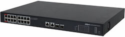 Dahua PFS3220-16GT-240 v2 Negestionat L2 PoE++ Switch cu 16 Porturi Gigabit (1Gbps) Ethernet și 2 Porturi SFP