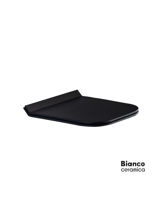 Bianco Ceramica Enzo Καπάκι Λεκάνης Slim Soft Close από Βακελίτη 45x34cm Black Matt