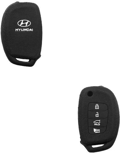 Silicone Car Key Cover Case with 2 Buttons for Hyundai Black