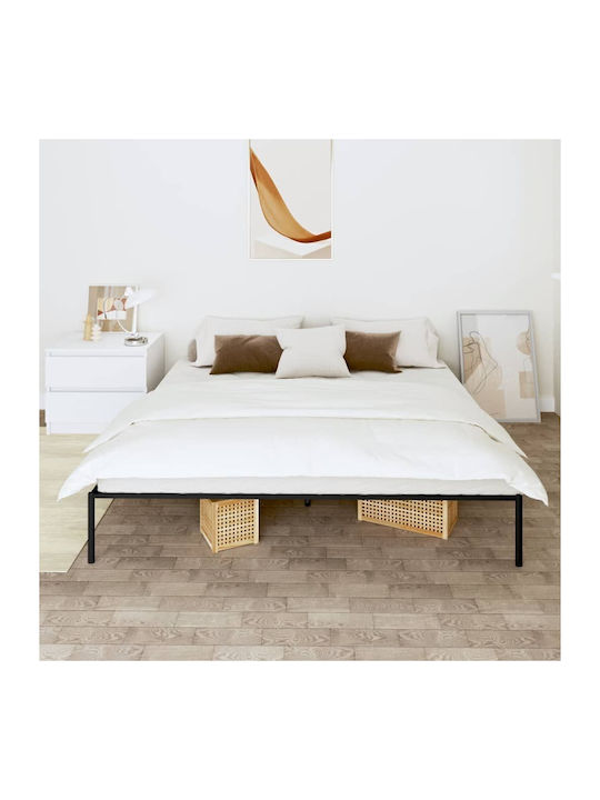 King Size Metallbett Schwarz mit Lattenrost für Matratze 193x203cm