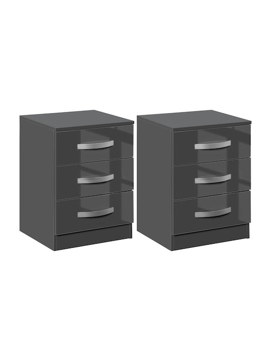 Wooden Bedside Tables 2pcs Gray 40x36x56cm