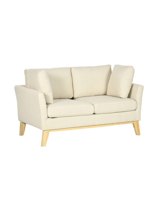Two-Seater Fabric Sofa Beige 137x78cm
