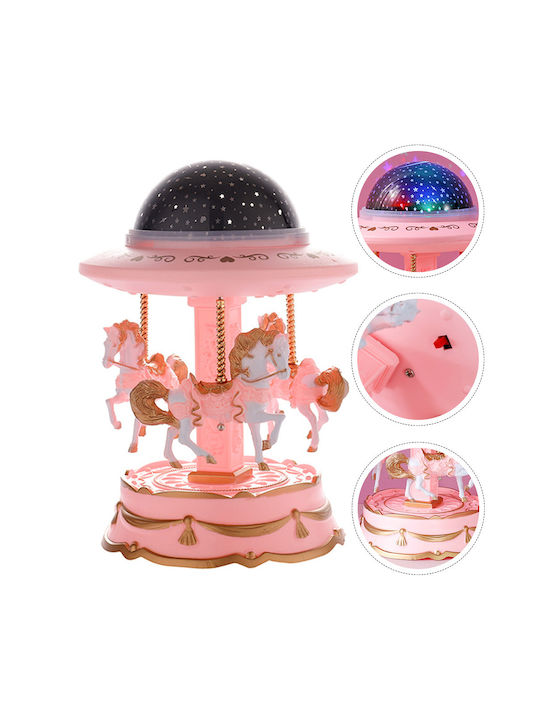 Carousel Kids Led Rotating Projector Lamp with Colour Changing Function Pink 14x14x20cm