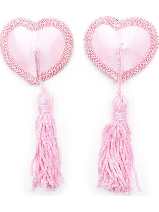 Naughty Toys Heart Nipple Covers Ροζ με Φούντες