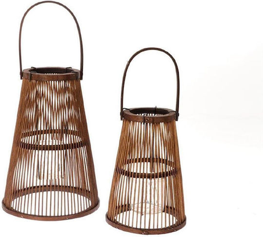Atmosphera Φαναράκι Ξύλινο Επιτραπέζιο Καφέ 14x35x35εκ.