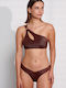 Set Bikini Με Έναν Ώμο Καφέ