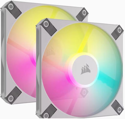 Corsair Icue AF120 RGB Slim Case Fan με Σύνδεση 4-Pin PWM 2τμχ Λευκό