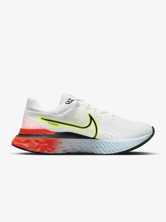 Nike React Infinity Run Flyknit 3 Γυναικεία Αθλητικά Παπούτσια Running White / Volt / Bright Crimson / Black