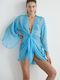 Blu4u Women's Mini Caftan Beachwear Blue