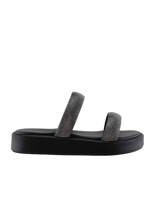 Milanos Damen Flatforms Sandalen 1037 Schwarz