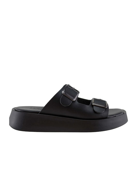 Milanos Women's Flatform Sandals Leather 219 Black
