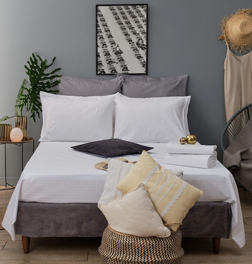 Cokitex Hotel Duvet Cover Cozy CVC Satin 220TC Cotton Sateen Striped 220TC 165x245cm