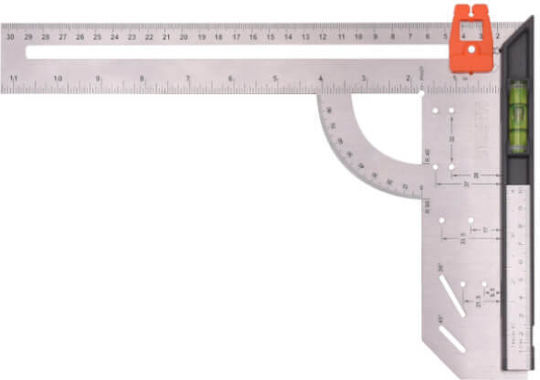 Harden Harden Winkelmesser Für Zimmerleute Stahl Länge 30cm mit Winkelmesser und Wasserwaage