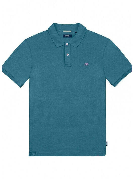 Double S Ανδρικό T-shirt Κοντομάνικο Polo Μπλε