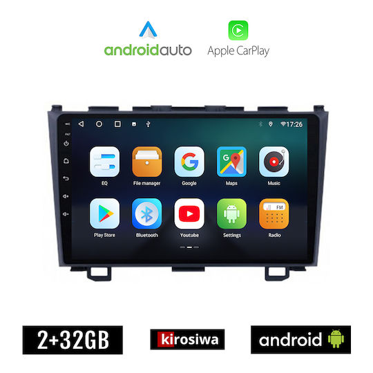 Kirosiwa Car Audio System for Honda CR-V 2007-2012 (Bluetooth/USB/AUX/WiFi/GPS/Apple-Carplay/Android-Auto) with Touch Screen 9"