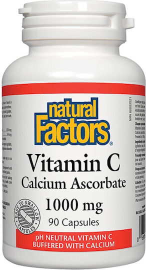 Natural Factors Vitamin C Βιταμίνη για Ενίσχυση του Ανοσοποιητικού, τo Δέρμα & Αντιοξειδωτική δράση 1000mg 90 κάψουλες