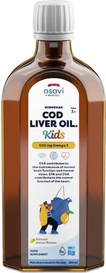 Osavi Cod Liver Oil Kids Масло от черен дроб на треска 500мг 250мл Лимон