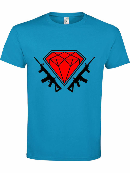 T-shirt Unisex " Diamond Guns ", Aqua