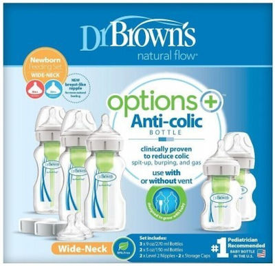 Dr. Brown's Plastic Bottle Set Options Anti-Colic with Silicone Nipple for 0+, 0+ m, months 270ml 5pcs