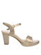 Ragazza Leather Women's Sandals Sand with Chunky High Heel