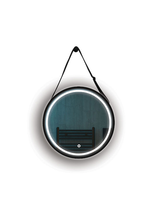 Eurolamp Στρογγυλός Καθρέπτης Μπάνιου Led από Μέταλλο 60x60cm Μαύρος