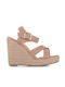 Famous Shoes Women's Ankle Strap Platforms Khaki