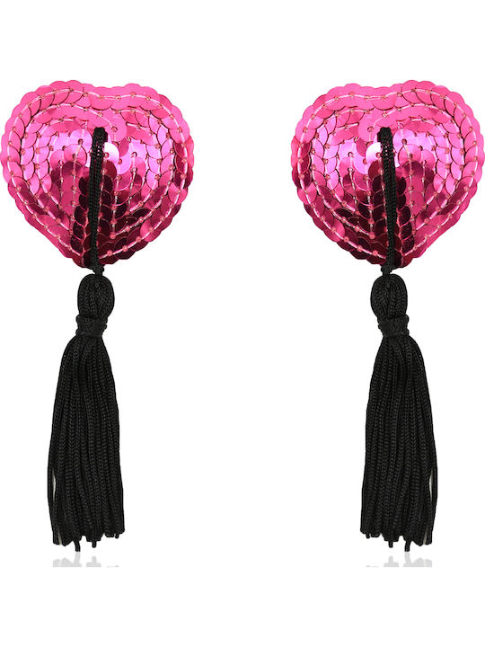 Naughty Toys Nippelabdeckungen Mit Pailletten Herz Rosa / Schwarz