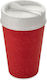 Koziol Iso To Go Organic Recyclable Glass Thermos Stainless Steel BPA Free 400ml Red with Cap-Cup