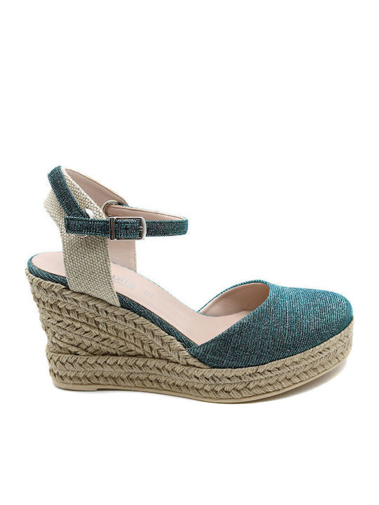 Damenplattformen im Espadrilles-Stil Türkis
