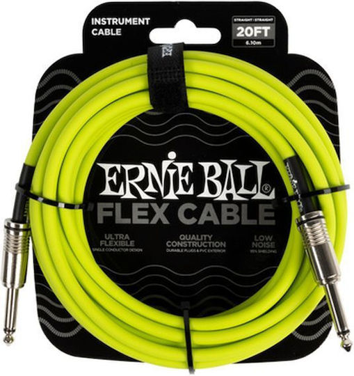 Ernie Ball Flex Кабел 6,3 мм мъжки - 6,3 мм мъжки 6м Зелен (EB6419)
