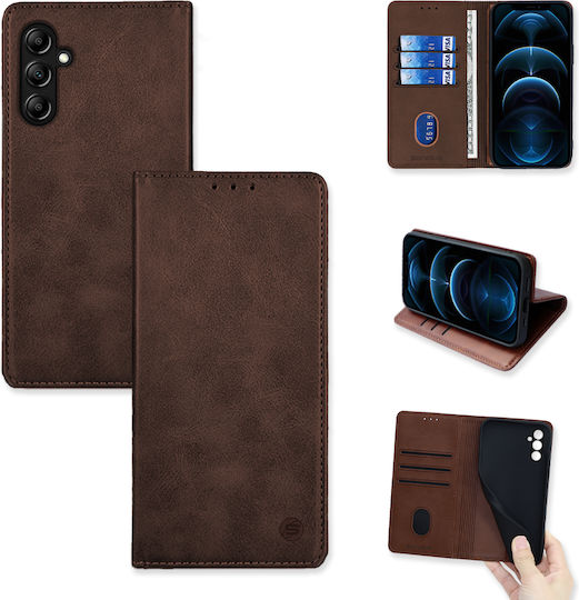Sonique Vintage Magnet Book Synthetic Leather / Plastic / Silicone Brown (Galaxy A14)