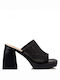 Envie Shoes Piele Mules cu Chunky Mare Toc în Negru Culoare