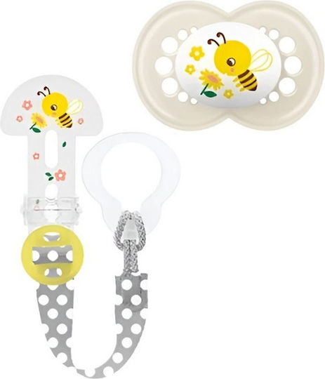 Mam Clip It & Original Pacifiers Silicone Bee - Grey for 6-16 months 2pcs