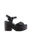 Milanos Women's Platform Sandals Leather 947 Black