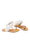 Leather Women's Flat Sandals in White Color