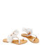 Leather Women's Flat Sandals in White Color