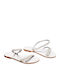 Leather Women's Flat Sandals in White Color